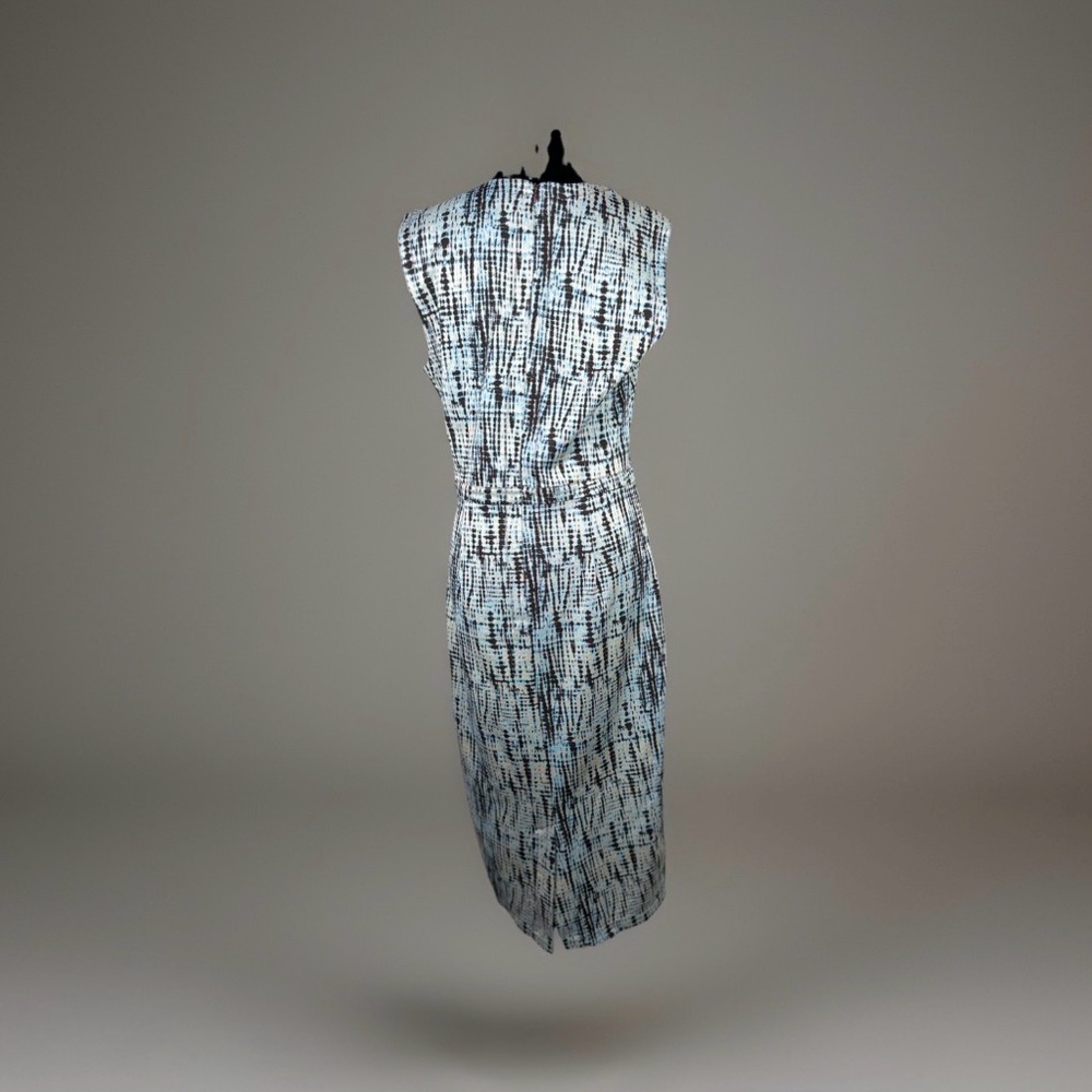 Diane Von Furstenberg DVF Blue Abstract Sheath Dress Size 10 Made in Portugal - Picture 10 of 15